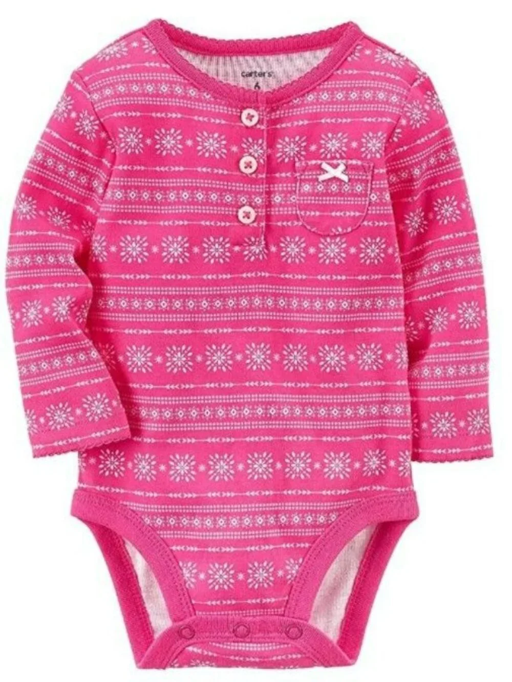 Baby Girls Top Pink Long Sleeve Bodysuit 3 Months Snowflake Cute LH2006
